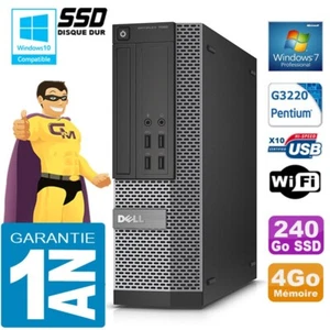 PC DELL 7020 SFF Intel G3220 RAM 4Go Scheibe 240 GB SSD Dvd-Brenner Wifi W7 - Bild 1 von 4