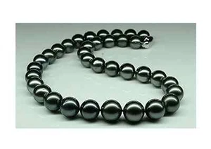 CHARMING 18"10-11MM NATURAL TAHITIAN GENUINE BLACK PERFECT PEARL NECKLACE - Picture 1 of 4