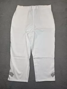 Quacker Factory Dream Jeannes Cropped Pants QVC White/American Flag Design L NWT - Picture 1 of 13