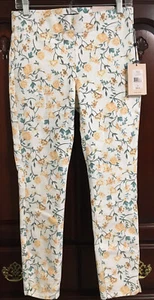 NWT NYDJ size 2 white yellow pull on skinny pants women's $109 - Picture 1 of 8