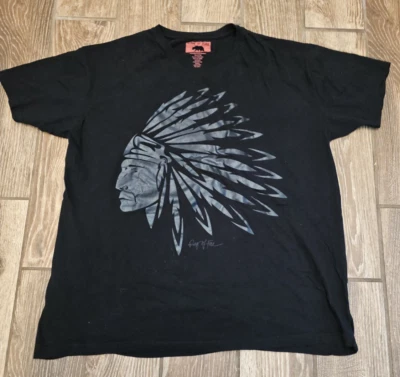 Camiseta Ring of Fire Indian Chief Nativo Americano Gráfico Calce Clásico Negra 2XL Foto 1 de 3