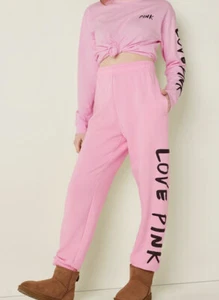 Victorias Secret PINK Logo Everyday Lounge Jogger Pants Pink Size M NWT - Picture 1 of 5
