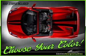 Full Length Dual Racing Stripe Kit Fits- Ferrari 458 Spider Scuderia Pista - Picture 1 of 22