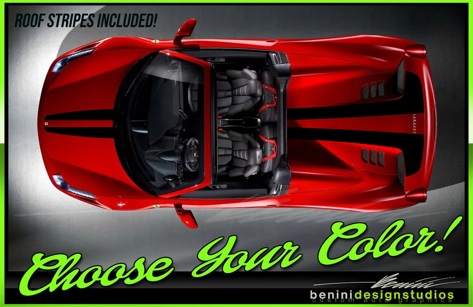 Kit de rayas de carreras dobles de longitud completa para Ferrari 458 Spider Scuderia Pista Foto 1 de 1
