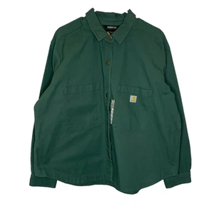 Women XL Carhartt Rugged Flex Loose Fit Green Montana Duck Heavyweight Overshirt - Picture 1 of 6