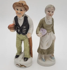 Vinatge Flambro Bisque Ol Farmer Couple - Picture 1 of 8