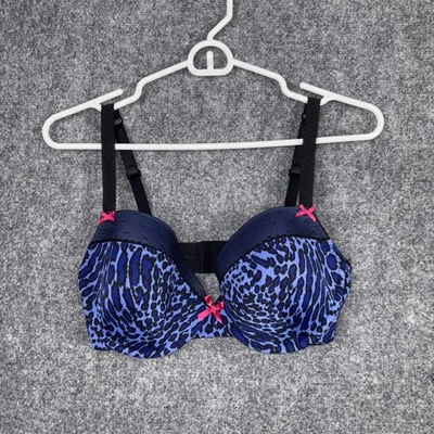 Betsey Johnson Bra Womens Size 34DD Blue Animal Print Intimates Underwire - Image 1 of 4