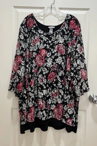 CATHERINES Tunika Top Damen 4X Spitze Overlay Schlitz hinten Mehrfarbig - Bild 1 von 7