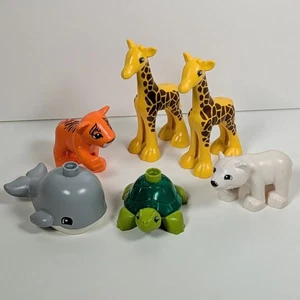6 x Original Lego Duplo Zoo Tiere Konvolut Eisbär Giraffen Tigerjunges Schildkröte - Bild 1 von 7