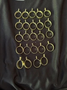 Lot of 25 Vintage Brass Clip-On Cafe Curtain Drapery Rings Brass Tone - Picture 1 of 3