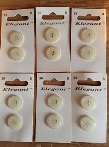 6 Carte di Elegante Crema Con Cerchio 22mm Bottoni 4 Fori Cucito/Maglia/Artigianato 56 - Foto 1 di 2