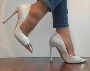NEW Yevrah Womens Designer/Marlen GREY CROC PUMP-Made in Brazil-size 36.5EUR - Picture 1 of 5