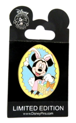 2008 WALT DISNEY WORLD MICKEY EASTER EGG PIN-WEARTNG BUNNY EARS  LE 400-  #60052 - Image 1 of 3