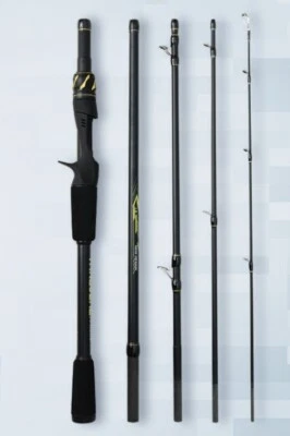 Cañas de pescar de fundición giratoria caña de pescar de fibra de carbono 5 secciones caña de señuelo de viaje ligero Foto 1 de 4