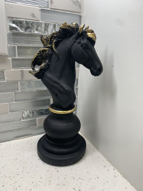 Decoração Peças De Xadrez Preto Rei E Rainha Escultura Grande