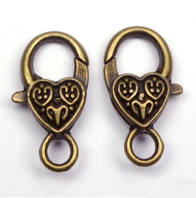 Karabiner Karabinerhaken Schlüsselanhänger Herz Antik Bronze 26x14x6mm 2 Stück - Bild 1 von 3