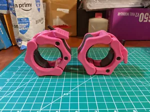 2-inch Olympic Barbell Clamps Lock Clip Quick Release Bar Weigh 1 Pair - Pink - Picture 1 of 1