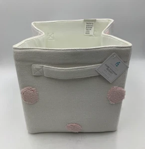 Pottery Barn Kids Embroidered Dot Cube Storage Bin Blush Pink 12" Square #9980X - Picture 1 of 4