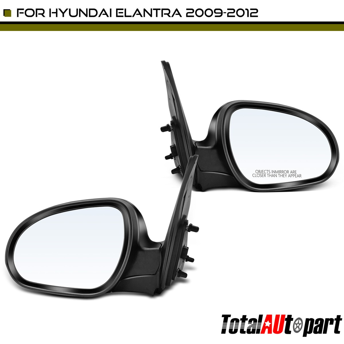 Driver Side Power Heated Mirror For 2009-2012 Hyundai Elantra - Manual Folding Replacement