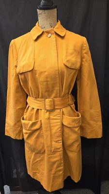 Chaquetón vintage Weatherbee para mujer repelente al agua naranja con cinturón con bolsillos talla L Foto 1 de 4