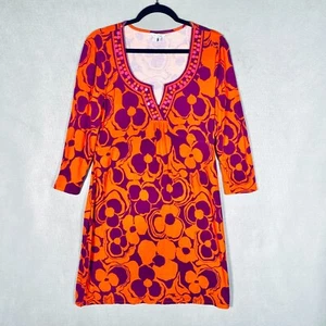 Boden Dress Womens 10 Red Stretch Floral Beaded Knee Length - Picture 1 of 13