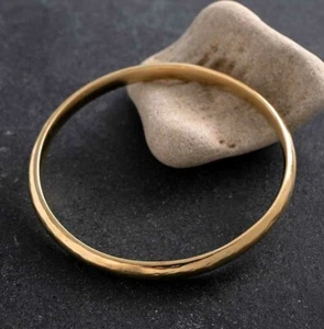 Designer Stunning Yellow Gold 24K Plated Moroccan Arabic Bangle Bracelet 2.7” - Picture 1 of 7