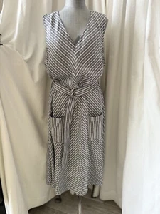 Nanette Lepore Linen Sleeveless Tie Waist Dress Sz 16 - Picture 1 of 10