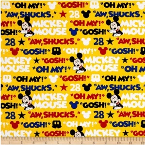 14"L x 45"W Disney Mickey Mouse Traditional Aw Shucks OH My Gosh Cotton Fabric - Picture 1 of 2