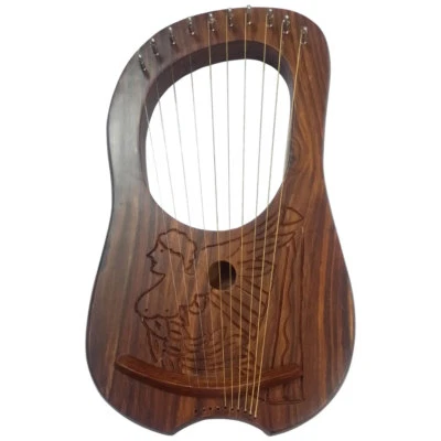 S.UK Leierharfe graviert 10 Metallsaiten Lyra Harfen zehnsaitige Tragetasche Schlüssel