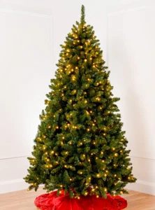 12ft Pre Lit Christmas Xmas Tree Green BAVARIAN Fir 5364 Tips 980 LED Lights - Picture 1 of 6