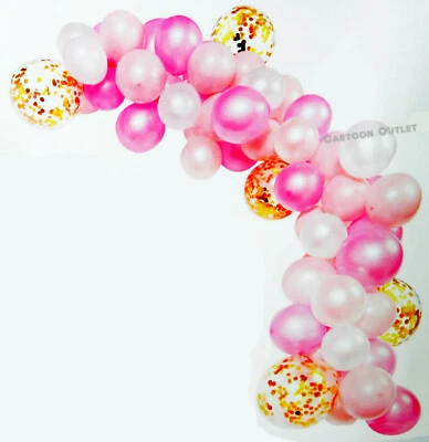 婴儿洗澡生日派对BAUTIZO MIS 15气球加兰拱门套件粉红色公主 — 第 1/4 张图片