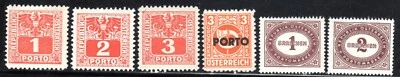 1945-1952 Austria SC# J175-J205 - 6 Different Stamps - M-H - Image 1 of 2