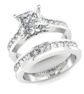 3,25ct Princess Lab-Created Diamant Verlobungsring Ehering 14k Weißgold - Bild 1 von 8