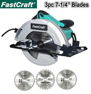 Circular Saw 21A PEAK GUARANTEED POWER Corded PRO + 3pc 7-1/4 Blades FastCraft - Picture 1 of 11