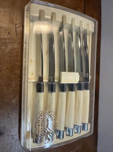 vintage set 6 carvell hall by briddell steak knives in case - Picture 1 of 15