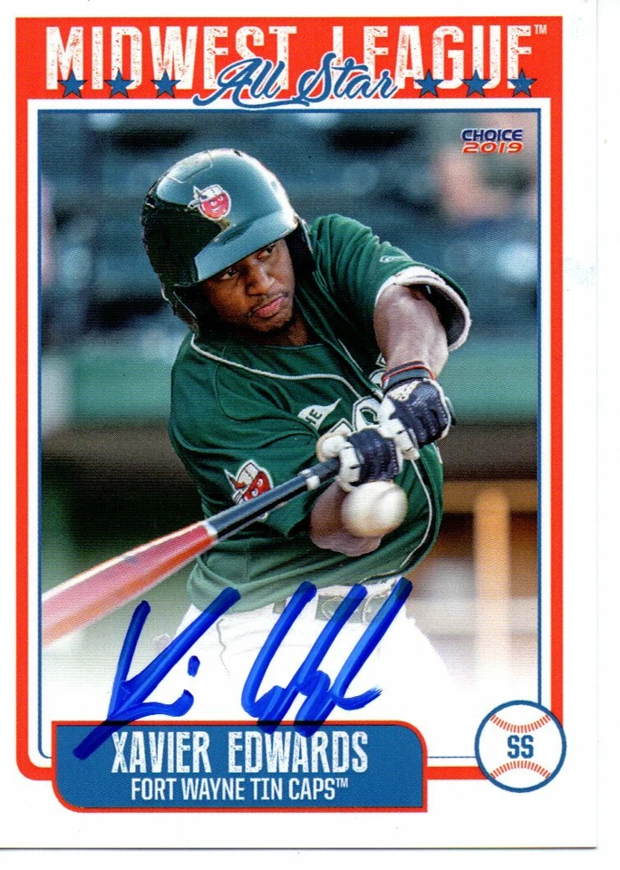 Xavier Edwards 2019 Fort Wayne Tin Caps Midwest League All Star Game Signed Card - Image 1 of 1