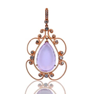 Colgante de piedras preciosas de topacio blanco y amatista rosa vermeil de joyería Meher's. - Imagen 1 de 4
