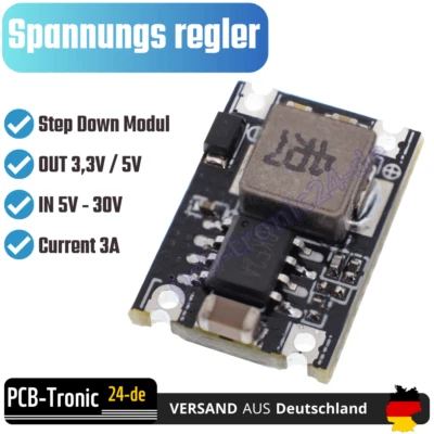 Mini Spannungsregler 5V-30V zu 3,3V-12V 3A Abwärtsmodul Abwärtswandler Step-down - Bild 1 von 4
