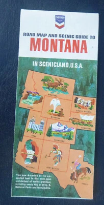 1966 Montana road  map Chevron gas oil Scenicland - Image 1 of 4