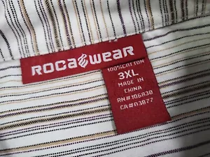 Rocawear Mens Shirt 3XL Button Up Long Sleeve Pinstriped Cotton Cream - Picture 1 of 13