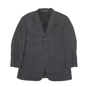 BALLY Mens Overcoat Jacket Grey Wool Herringbone L - Picture 1 of 6