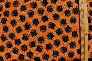 MYSTICAL CATS ON ORANGE HALLOWEEN PRINT 100% COTTON FABRIC 27X43 INCHES - Picture 1 of 2