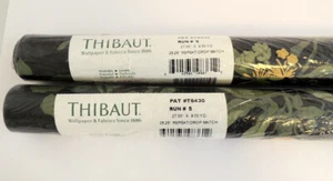 THIBAUT Wallpaper 2 new rolls BLACK Floral & Monkeys 121.50 SQ FT Total - Picture 1 of 8