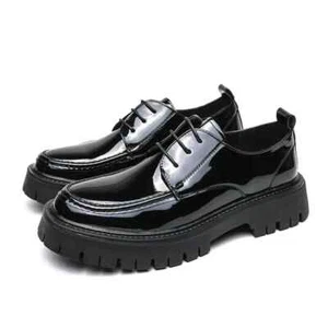 Herren Freizeit Leder Schuhe Herren Big Toe Lederschuhe Dicke Sohlen Schnürschuhe Lack - Bild 1 von 26