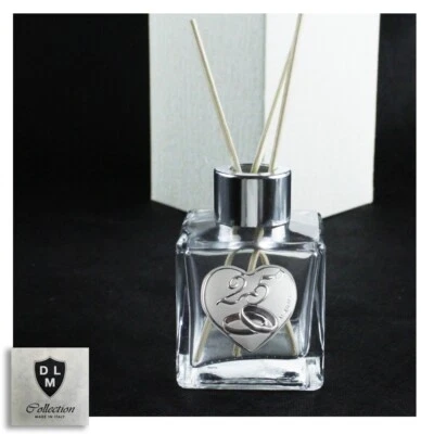 DLMBOMBONIERE 29928 Bomboniere Profumatore Vetro Metallo Fedi 25 Anniversario Nozze Argento