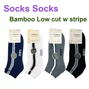 Mens Bamboo Socks Ankle Low Cut Foot Sport Socks Bamboo Yarn Size 7-11 W Stripe - Bild 1 von 5