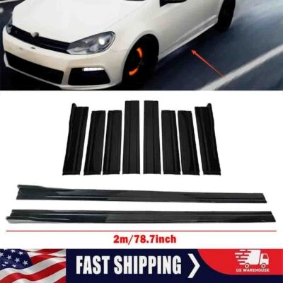 78.7" Side Skirt Extension Rocker Panel Lip For VW Golf MK6 MK7 GTI Gloss Black Foto 1 de 4