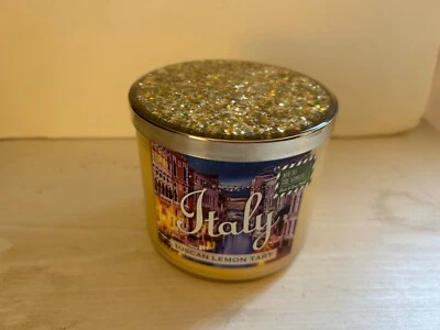 NOVA Vela Bath & Body Works ITÁLIA TOSCAN LEMON TART 3 Pavios 14,5 Oz Tampa Glitter - Imagem 1 de 4