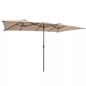 15FT Double-Sided Patio Market Umbrella Large Crank Handle Vented Outdoor Twin - Picture 1 of 10
