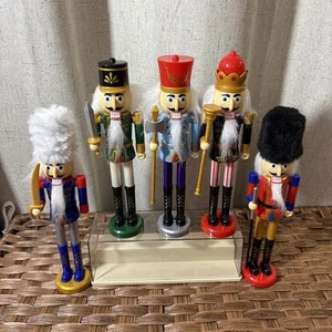 SET Of 5 Christmas Soldier Nutcrackers 8"-9” Plastic 8-9” NEW - Picture 1 of 9
